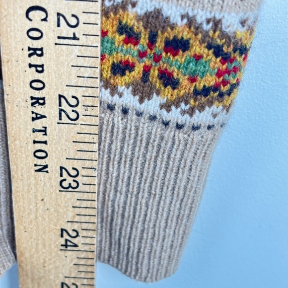 J Crew Fair Isle Wool Sweater Women XS Christmas Tan Rainbow Neutral Holiday - Picture 10 of 11